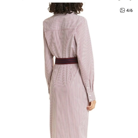 Veronica Beard Jacinda Stripe Stretch Wrap Dress in Dark Raspberry/White Size 2 - Picture 2 of 6